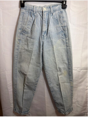 True 80s Vintage Girls Brittania Pentimento High Waist Pleated Barrel Mom Jeans